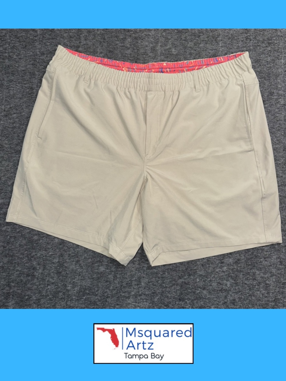 Birdie Bound Hybrid Golf Short Men XL Khaki Performance Compression Lined Shorts